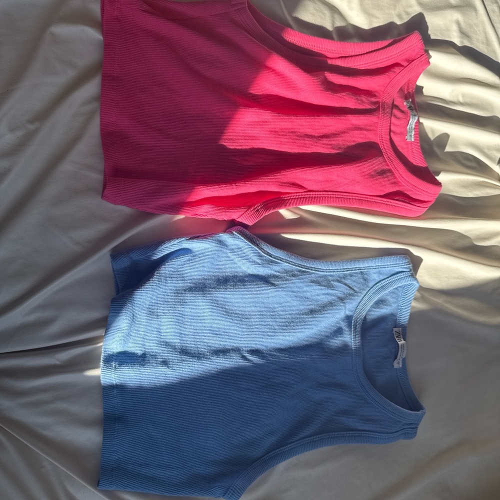 Sleeveless Tops - Pink and Blue